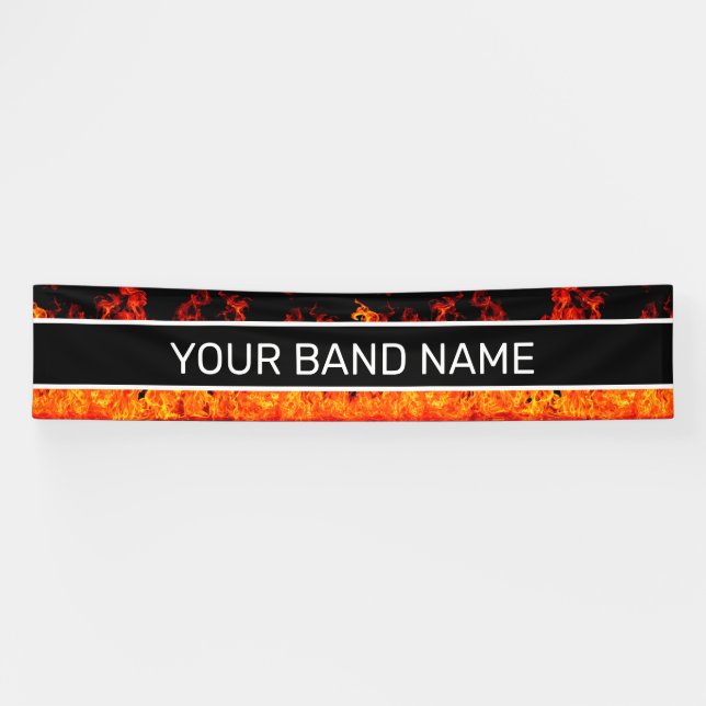 Custom Band Merge Flames Rock & Roll Show Gig Banner (Horizontal)
