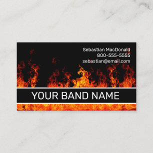 Custom Band Name Flames Rock & Roll Musician Music Visitenkarte