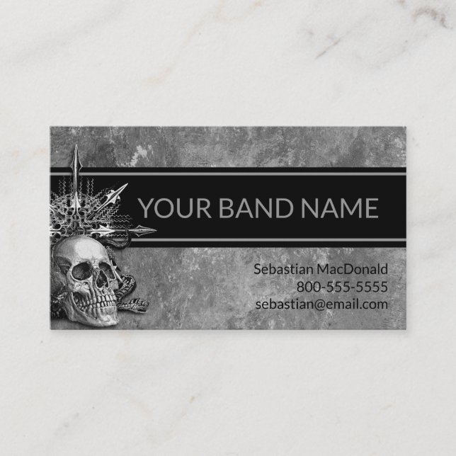 Custom Band Skull Rock Musician Heavy Metal Musik Visitenkarte (Vorderseite)