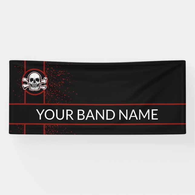 Custom Band Skull Rock Show Musik Vinyl Banner (Horizontal)