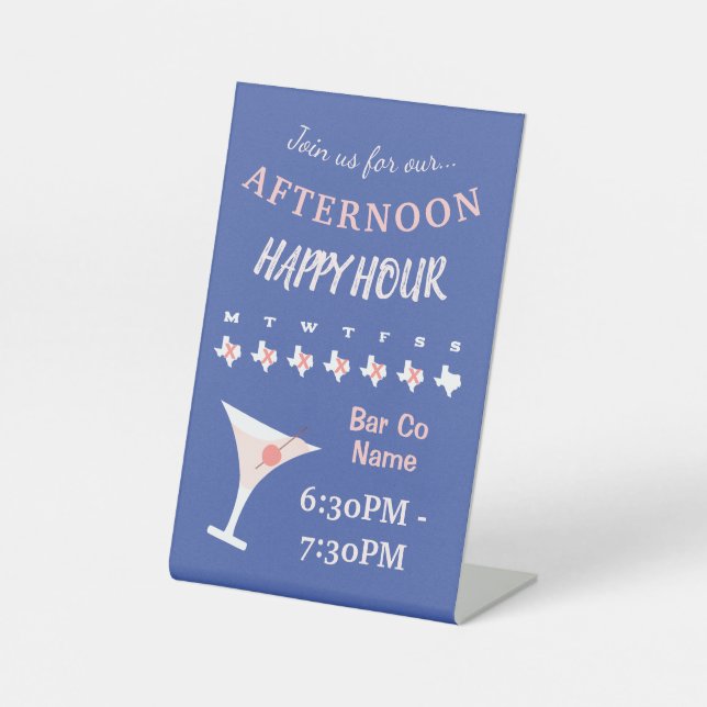 Custom Bar Happy Hour Sockelschild (Vorderseite)