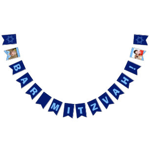 Custom Bar Mitzvah Blue Wimpelkette