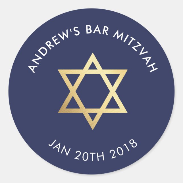 CUSTOM Bar Mitzvah für jüdische Sternenflotte + Go Runder Aufkleber (Vorderseite)