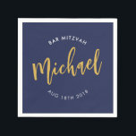 CUSTOM Bar Mitzvah Lunch Marine Goldkalligraphie Serviette<br><div class="desc">von kat massage >>> WWW.SIMPLYSWEETPAPERIE.COM <<<</div>