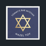 CUSTOM Bar Mitzvah mazel Tov Star Marine   Gold Serviette<br><div class="desc">von kat massage >>> WWW.SIMPLYSWEETPAPERIE.COM <<<</div>