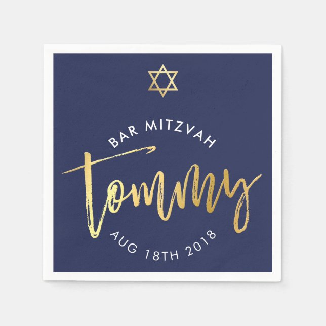 CUSTOM Bar Mitzvah Mittagessen für Tommy Marine +  Serviette (Vorderseite)