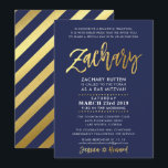 CUSTOM Bar Mitzvah Moderne Marine   Gold ZACHARY Einladung<br><div class="desc">von kat massard >>> WWW.SIMPLYSWEETPAPERIE.COM << ** NOTE - THE SHINY GOLD FOIL EFFECT IS A PRINTED PICTURE ** - - - - - - - - - - - - - - - - - - - - - - - - - - - - - - - -...</div>