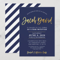CUSTOM Bar Mitzvah moderne Marine + Goldname JACOB