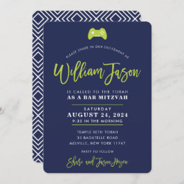 CUSTOM Bar Mitzvah Moderne Marine Limon Einladung