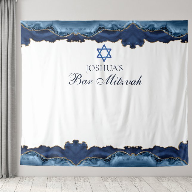 Custom Bar Mitzvah Party Navy Blue Foto Booth Wandteppich (Von Creator hochgeladen)