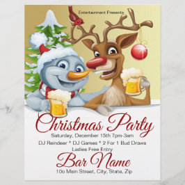 Custom Bar Party Santa und Reindeer Flyer