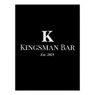 Custom Bar Wall Art with Name & Monogram – Elegant Poster