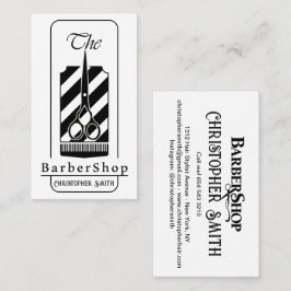 Custom Barber Shop in Schwarzweiß Visitenkarte