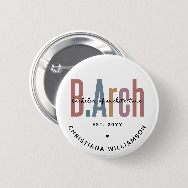 Custom BArch Bachelor of Architecture Abschluss Button (Vorne & Hinten)
