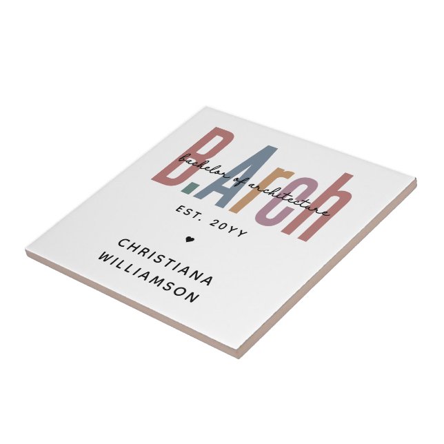 Custom BArch Bachelor of Architecture Abschluss Fliese (Seite)