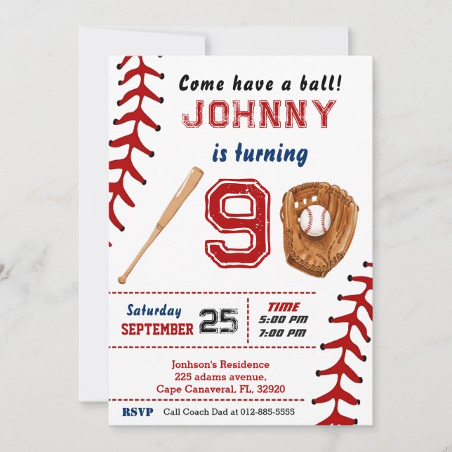 Custom Baseball Birthday Invitation with Photo Einladung (Vorderseite)