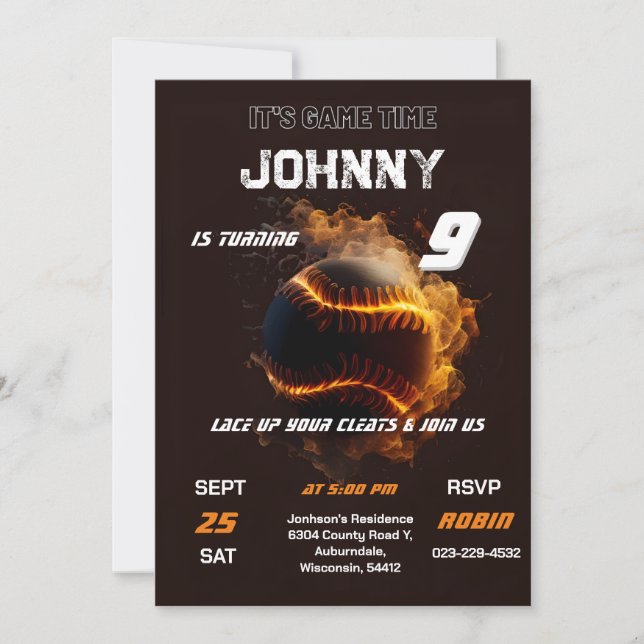 Custom Baseball Geburtstag für Junge Einladung (Vorderseite)