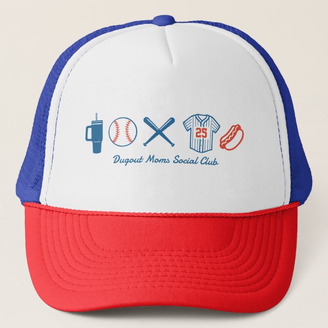 Custom Baseball Mama Niedlich Softball Mama Truckerkappe (Vorderseite)