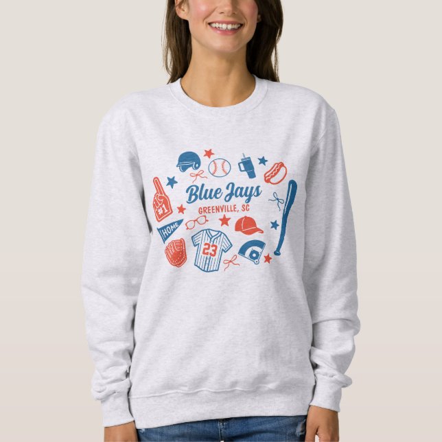 Custom Baseball Mama Proud Softball Mama Game Day Sweatshirt (Vorderseite)