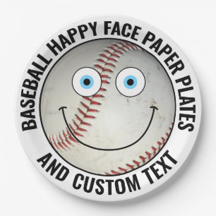 Custom Baseball Party BLUE EYES Happy Face Pappteller