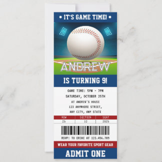 Custom Baseball Ticket Sport Geburtstag Einladung