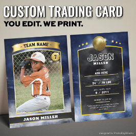 Custom Baseball Trading Card Blue Gold Stadium Telefonnummerkarte