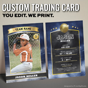 Custom Baseball Trading Card Blue Gold Stadium Telefonnummerkarte
