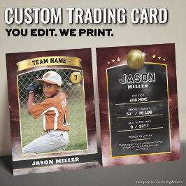 Custom Baseball Trading Card Red Gold Stadium Telefonnummerkarte