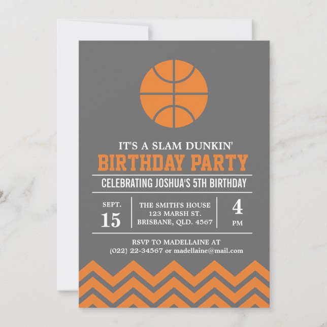 Custom Basketbal Geburtstagsparty Einladung für Ju (Vorderseite)