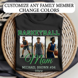 Custom Basketball Mom 3 Photo Collage Name Number T-Shirt