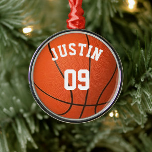 Custom Basketball Monogram with name and Number Ornament Aus Metall