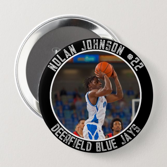 Custom Basketball Player School Mascot game day Button (Vorne & Hinten)