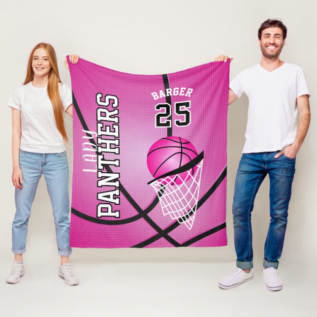 Custom - Basketball Sport Design - Rosa Fleecedecke (Beispiel)