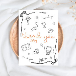 Custom Basketball Thank you Card Doodle Dankeskarte