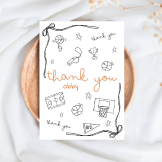 Custom Basketball Thank you Card Doodle Dankeskarte