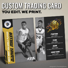 Custom Basketball Trading Card, Gold MVP Card Telefonnummerkarte