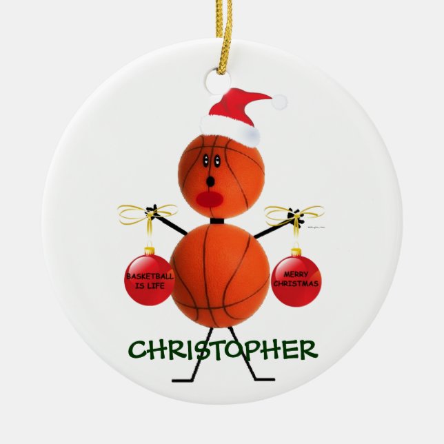 Custom Basketball Weihnachten Keramikornament (Vorne)