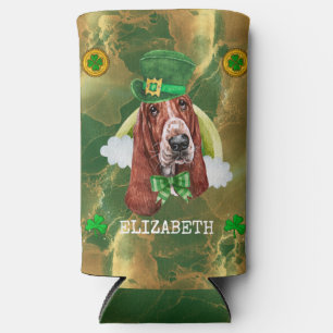 Custom Basset Hound Gold St Patricks Selters Dosenkühler