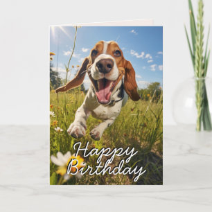 Custom Basset Hound Happy Birthday Card Dankeskarte