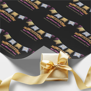 Custom Bat Mitzvah Black Pink Gold Geschenkpapier