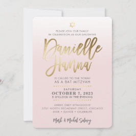 CUSTOM Bat Mitzvah Invite blassrosa gold DANIELLE Einladung