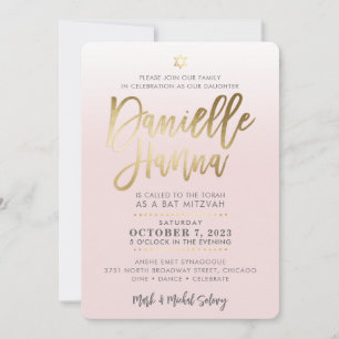 CUSTOM Bat Mitzvah Invite blassrosa gold DANIELLE Einladung