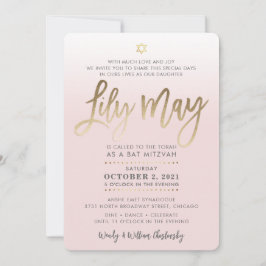 CUSTOM Bat Mitzvah Invite blassrosa Gold LILY MAI Einladung