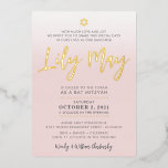 CUSTOM Bat Mitzvah Invite blassrosa Gold LILY MAI Folieneinladung<br><div class="desc">von kat massard >> WWW.SIMPLYSWEETPAPERIE.COM<<< Features echte glänzende Goldfolie für die Namen und andere Details. Liebe des Designs, aber möchte einige Änderungen sehen - ein anderes Farbschema, Produkt, ein Foto hinzufügen oder angepasst für einen anderen Anlass - keine Sorgen einfach kontaktieren Sie mich, kat@simplysweetPAPERIE.com - ich bin glücklich, Ihnen zu...</div>