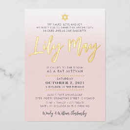CUSTOM Bat Mitzvah Invite blassrosa Gold LILY MAI Folieneinladung