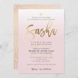 CUSTOM Bat Mitzvah Invite Blassrosa Gold SASHA Einladung