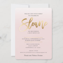 CUSTOM Bat Mitzvah Invite blassrosa gold SLOANE Einladung