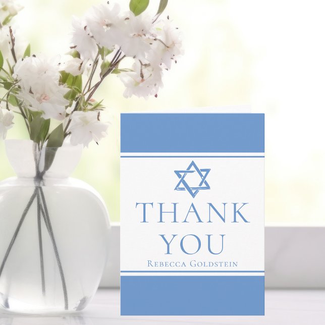Custom Bat Mitzvah Light Blue Star von David Dankeskarte (Von Creator hochgeladen)