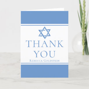 Custom Bat Mitzvah Light Blue Star von David Dankeskarte