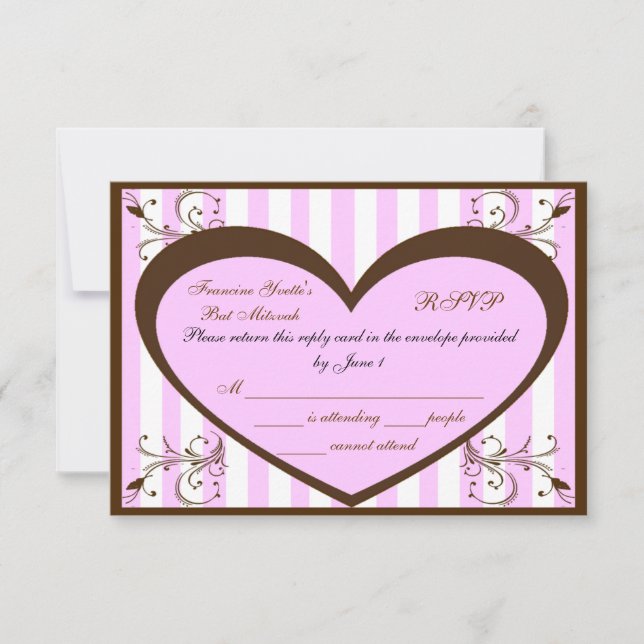 Custom Bat Mitzvah RSVP Cards Karte (Vorderseite)